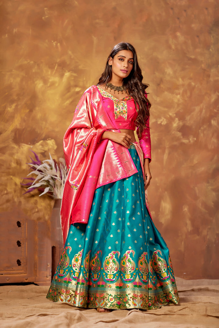 Elegant Silk Lehenga | Silk Fabric Blouse & Dupatta with Designer Work