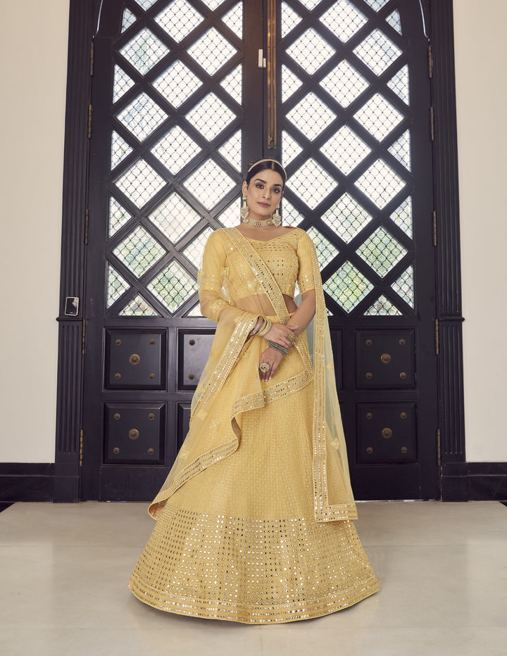 Designer Yellow Lehenga Choli | Georgette with Soft Net Dupatta