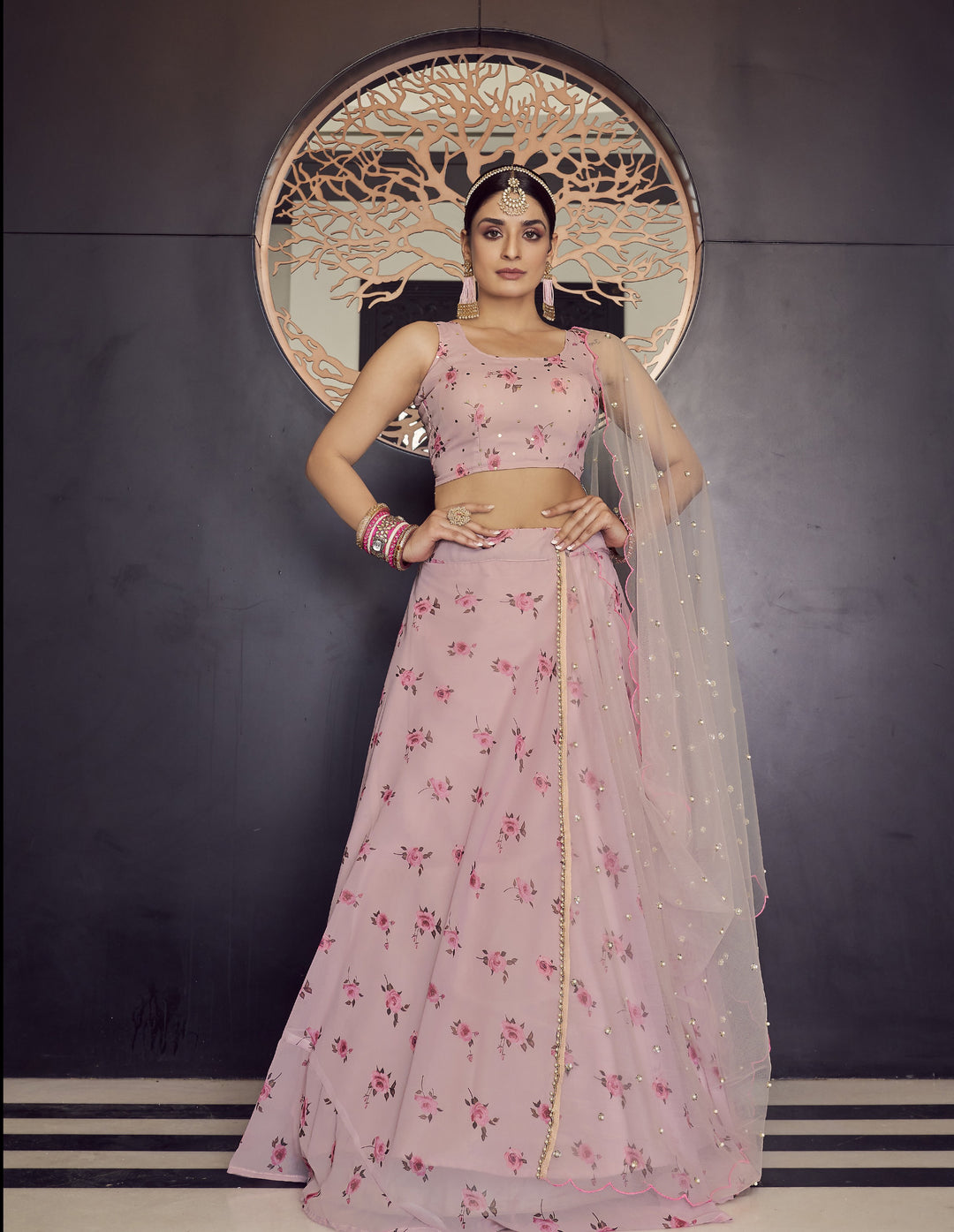 Stunning Pink Lehenga Choli | Georgette with Designer Printed Work