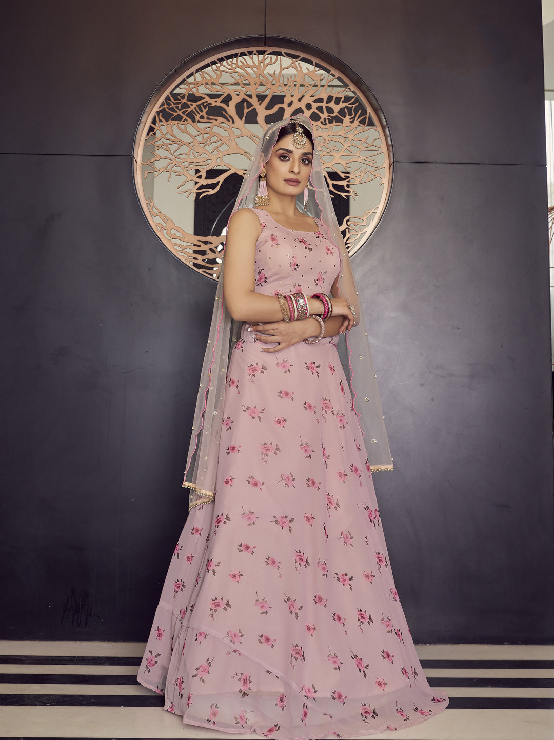 Stunning Pink Lehenga Choli | Georgette with Designer Printed Work