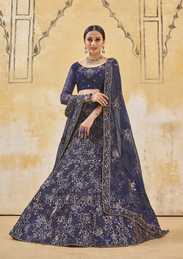 Blue Designer Lehenga | Net Fabric with Soft Net Dupatta & Heavy Embroidery