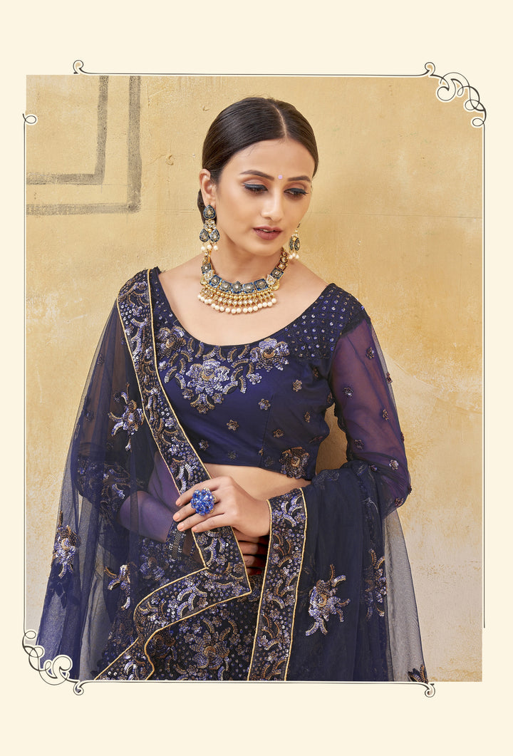 Blue Designer Lehenga | Net Fabric with Soft Net Dupatta & Heavy Embroidery