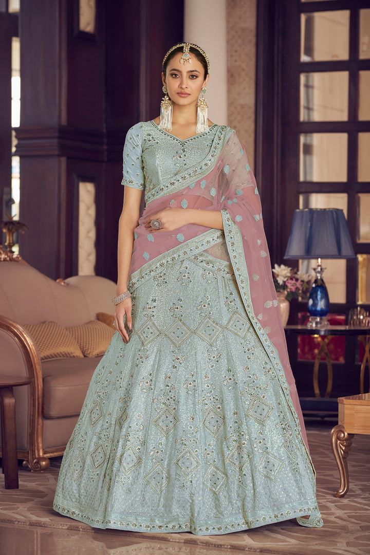 Designer Heavy Lehenga Choli | Crepe Fabric with Sequins & Zarkan Work