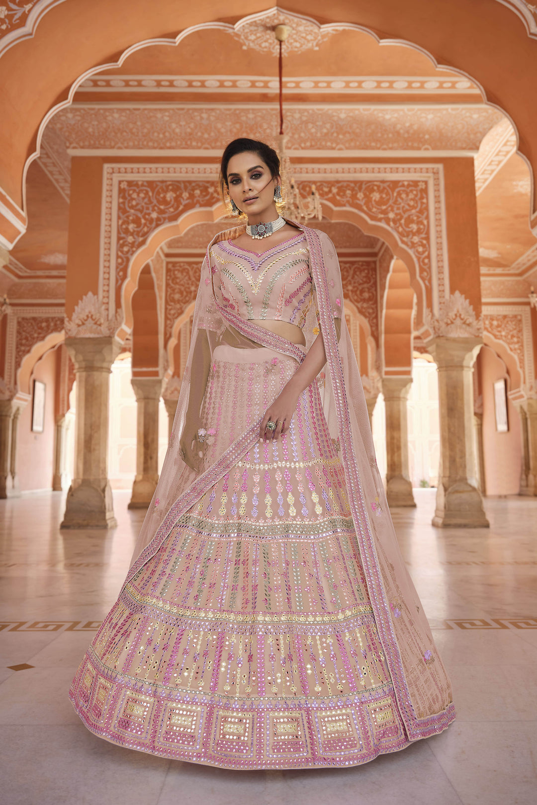 Designer Lehenga Choli in Organza with Gota Embroidery | Traditional Festive Wear