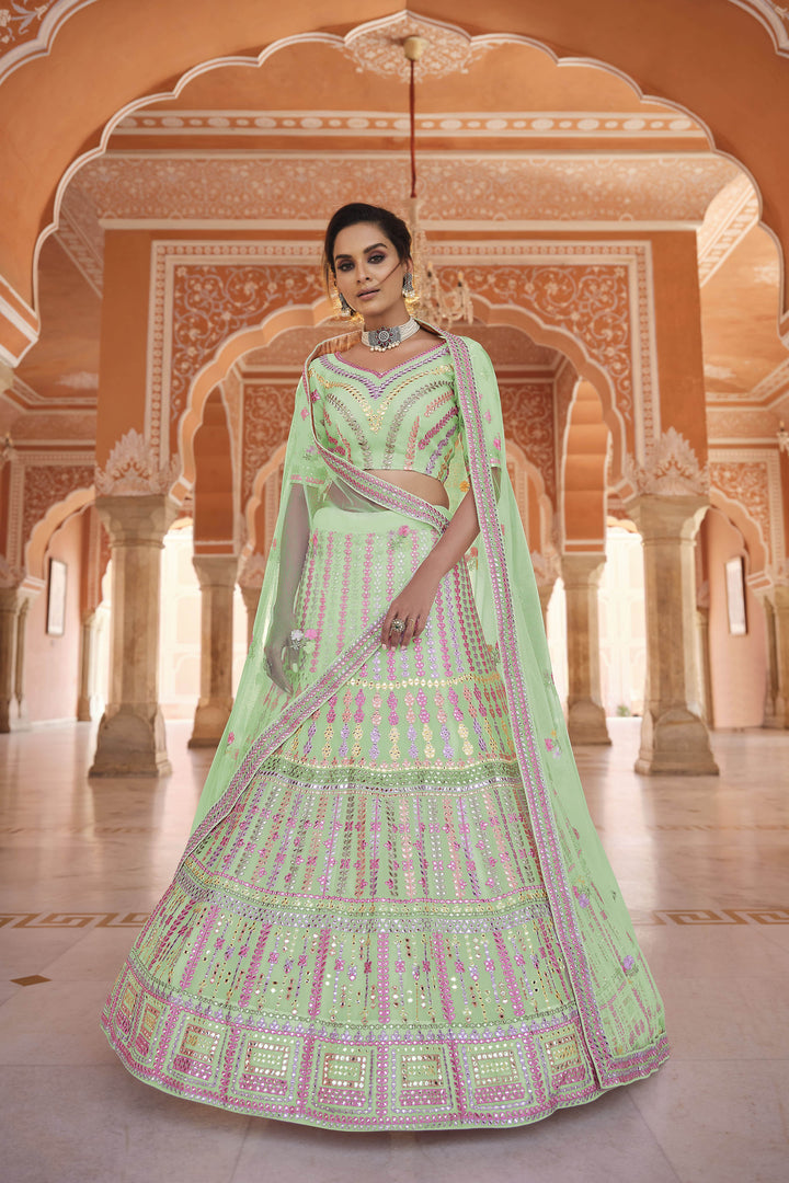 Designer Lehenga Choli in Organza with Gota Embroidery | Traditional Festive Wear