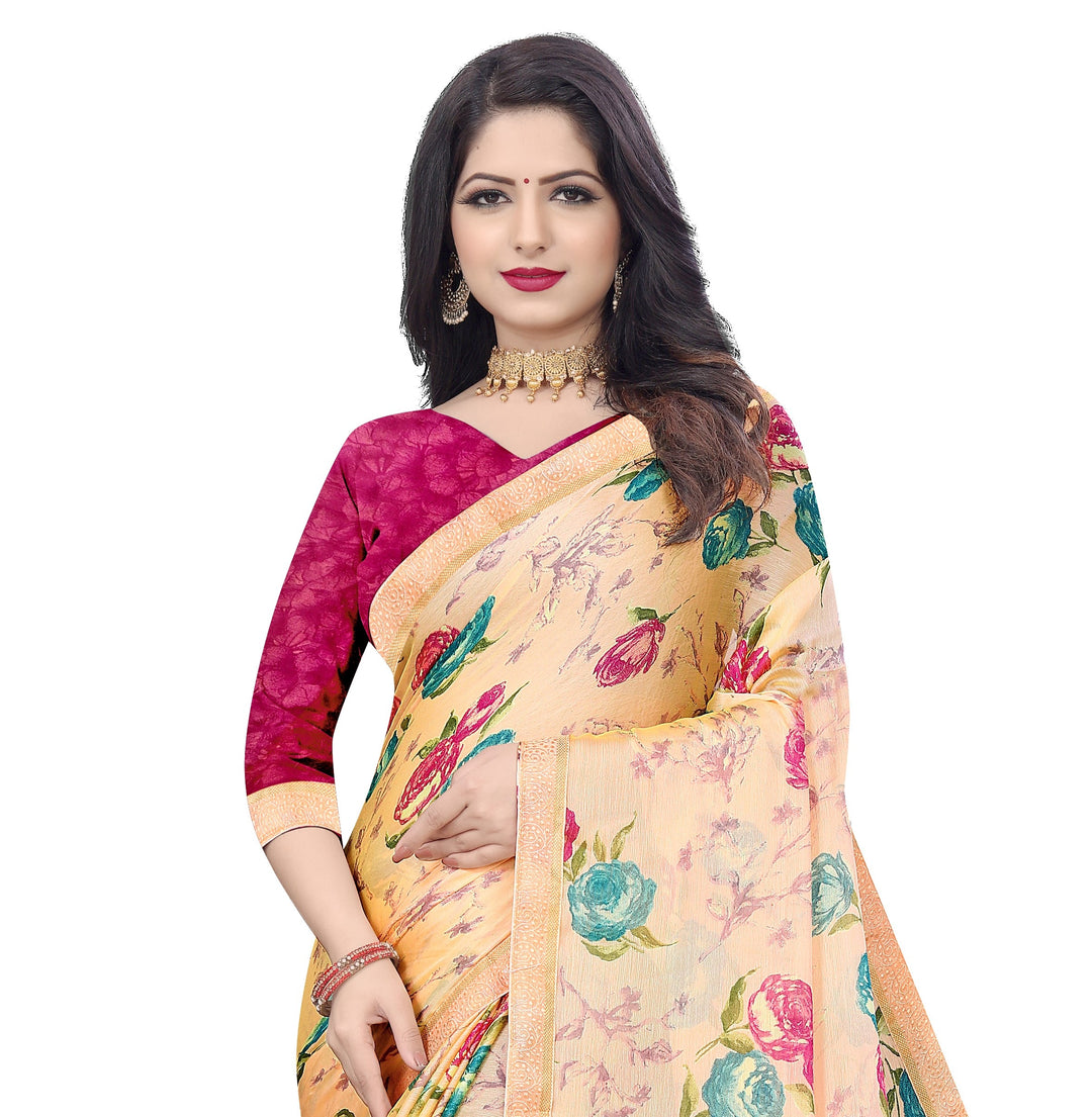 Designer Chiffon Saree | Art-Silk Blouse | Perfect for Weddings & Festive