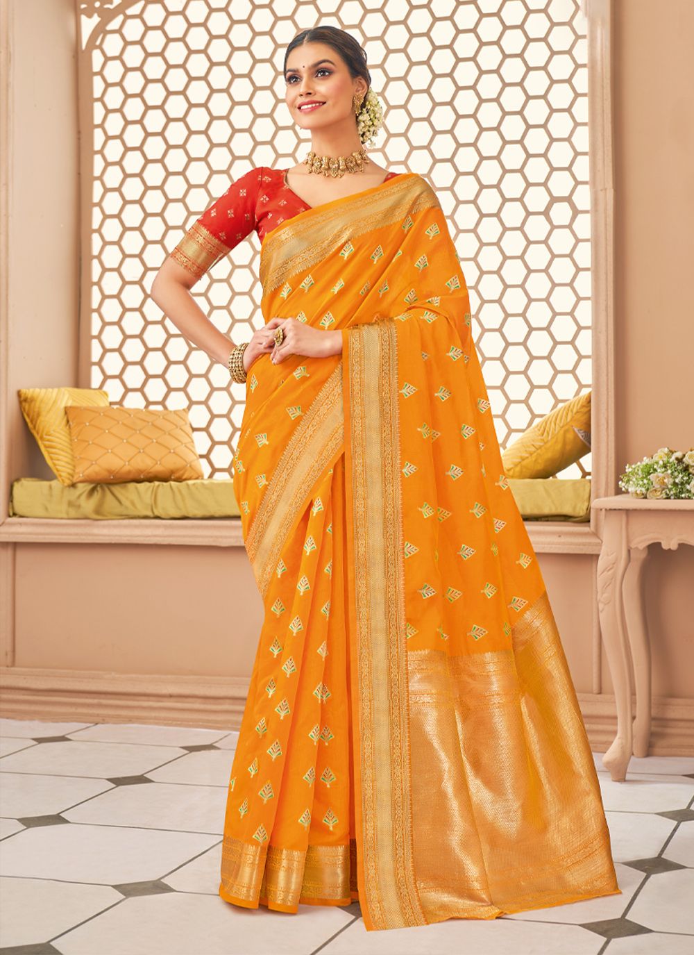 Designer Banarasi Silk Saree | Jari Work for Special Events & Weddings