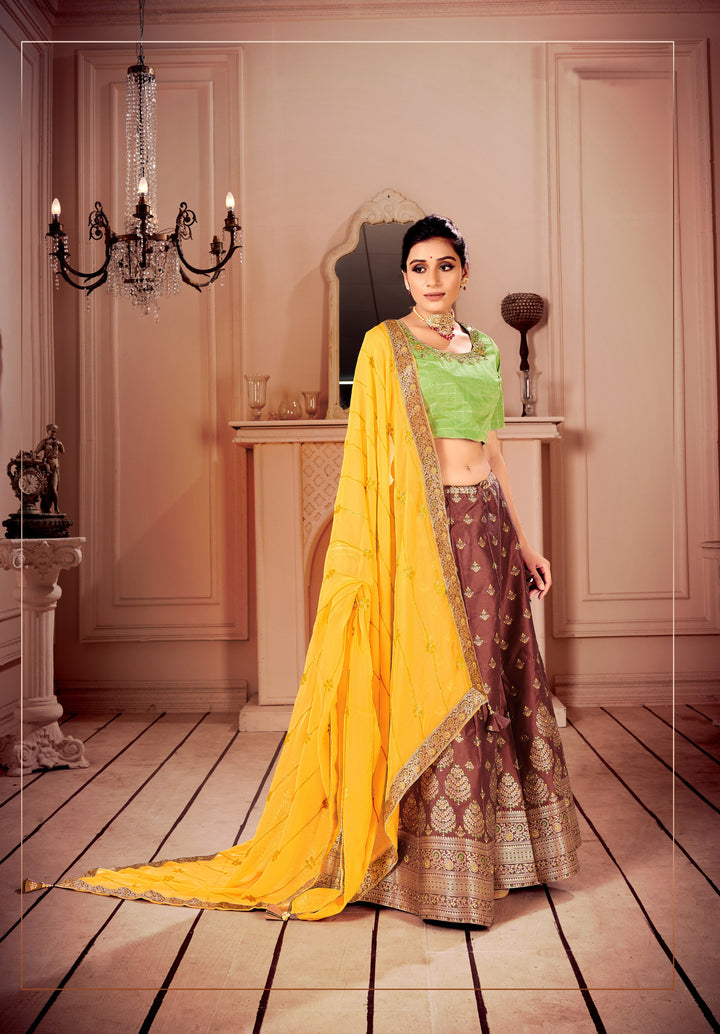 Brown Silk Lehenga Choli | Wevon Designer & Embroidery Work For festive