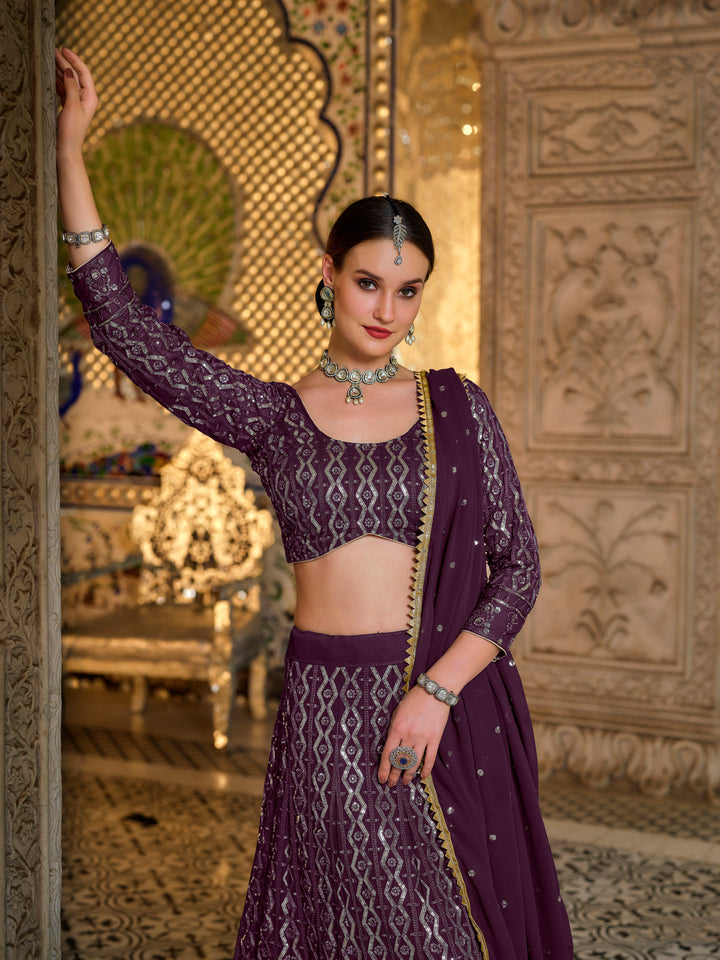 Beautiful Georgette Lehenga Choli | Heavy Sequins Embroidery Work