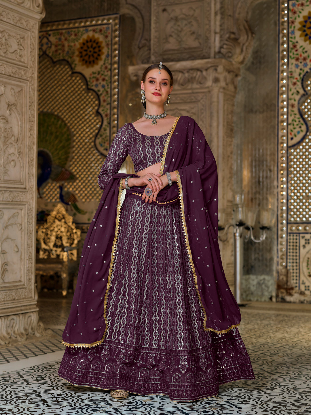 Beautiful Georgette Lehenga Choli | Heavy Sequins Embroidery Work