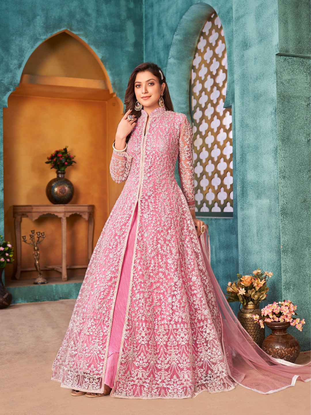 Embroidered Anarkali Gown | Festive Wear with Thread and Sequins Detailing