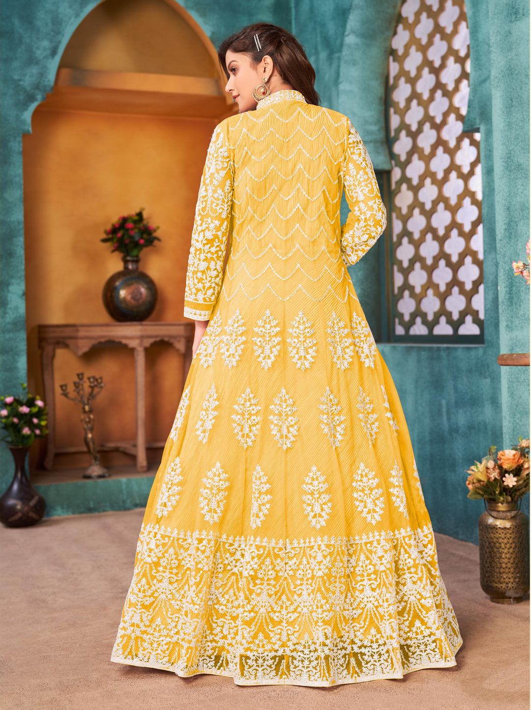 Embroidered Anarkali Gown | Festive Wear with Thread and Sequins Detailing