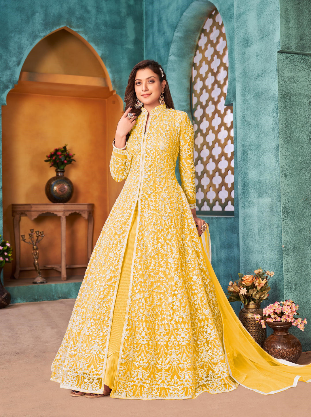 Embroidered Anarkali Gown | Festive Wear with Thread and Sequins Detailing