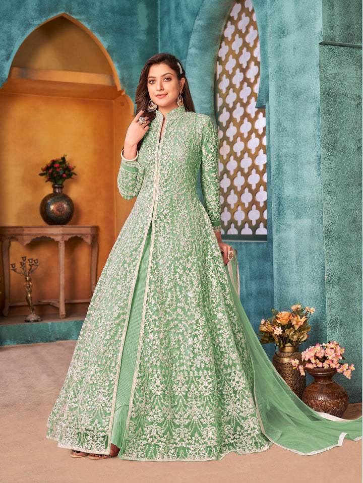 Embroidered Anarkali Gown | Festive Wear with Thread and Sequins Detailing