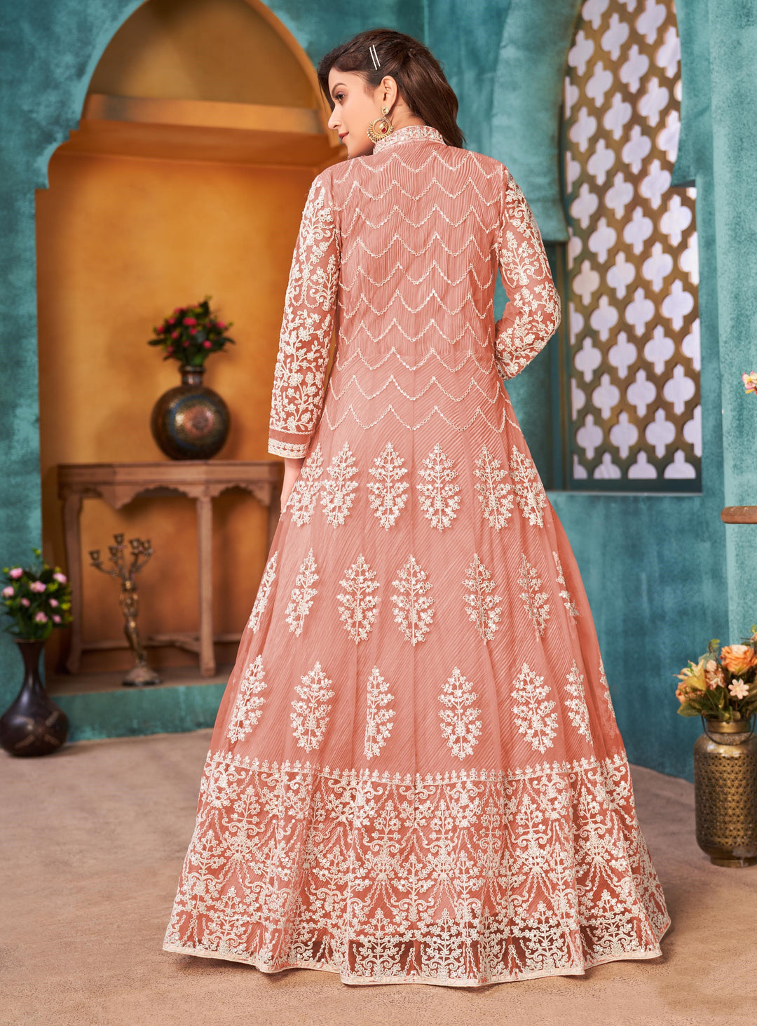 Embroidered Anarkali Gown | Festive Wear with Thread and Sequins Detailing