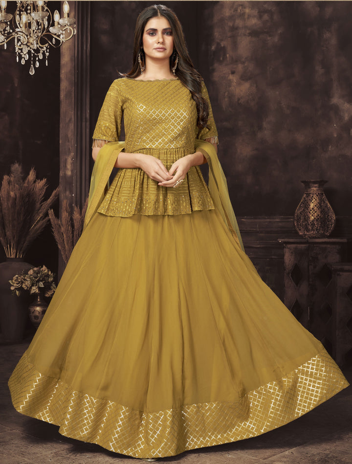 Georgette Sharara Suit | Elbow Sleeve | Sequins & Embroidery | Festive Wear