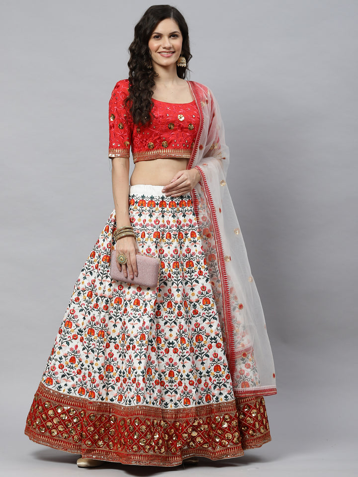 Elegant Art Silk Lehenga Choli | Heavy Designer Work & Net Dupatta