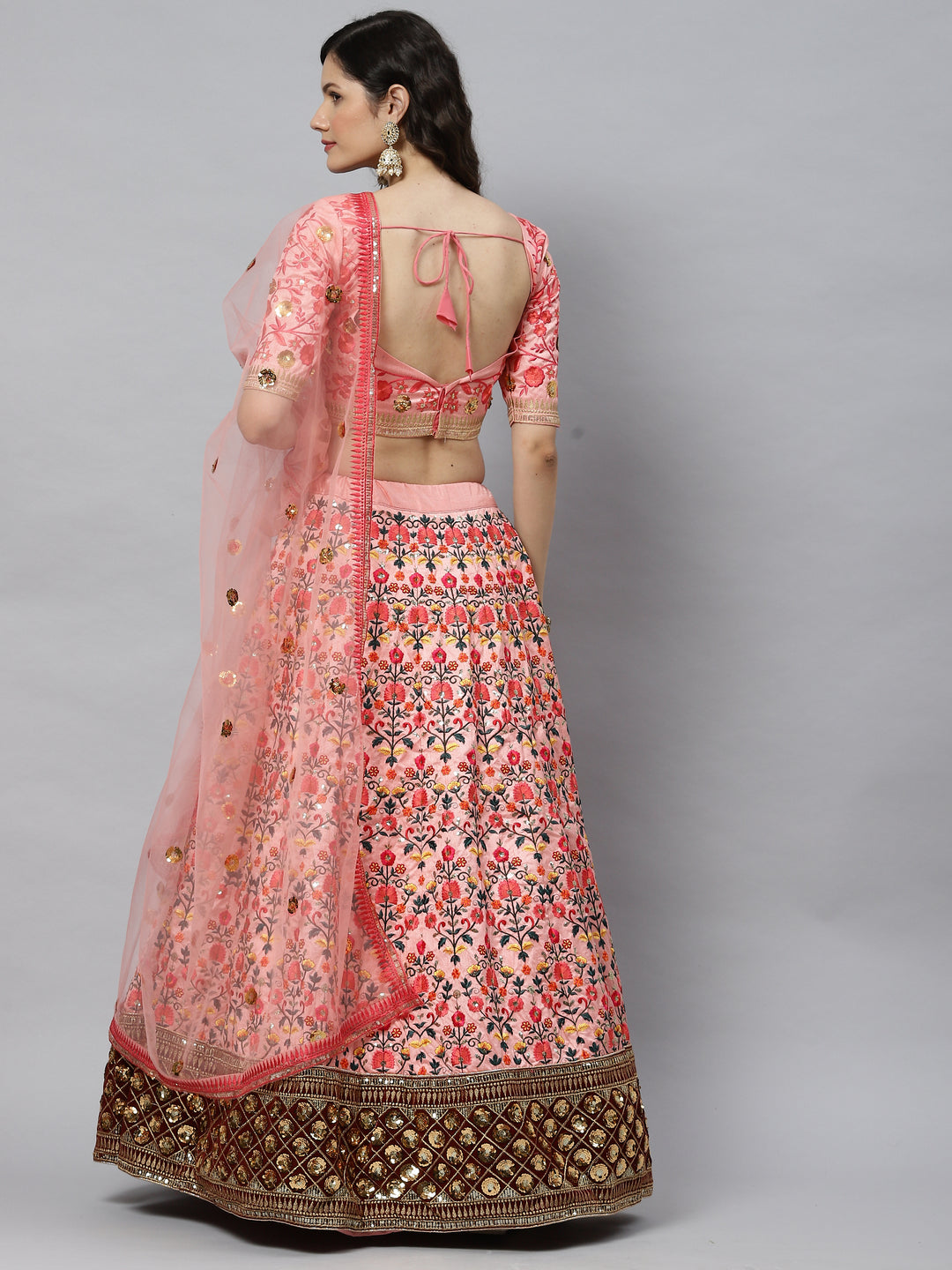 Designer Art Silk Lehenga Choli | Thread & Sequins Embroidery with Silk Dupatta