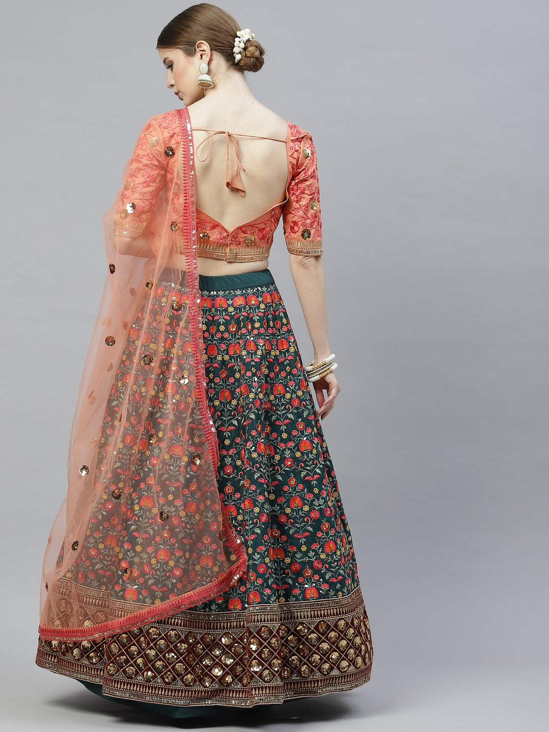 Designer Art Silk Lehenga Choli | Thread & Sequins Embroidery with Silk Dupatta