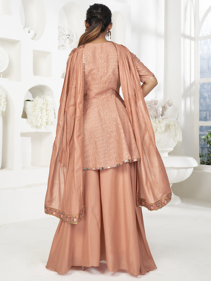 Elegant Banarasi Silk Sharara Suit | Sequined Embroidery for Weddings