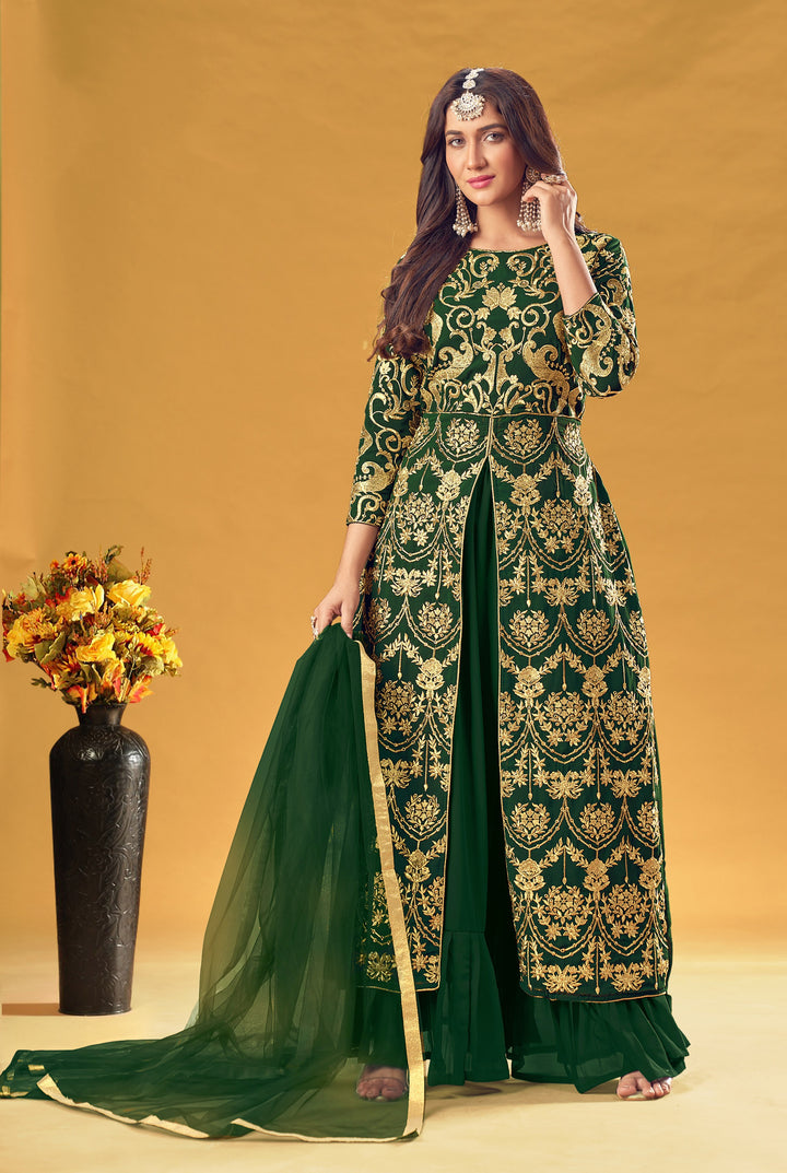 Designer Georgette Salwar Kameez | Heavy Embroidery | Three-Quarter Sleeve