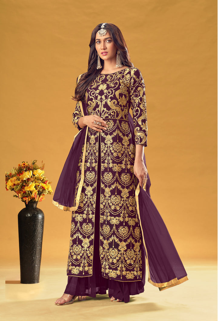 Designer Georgette Salwar Kameez | Heavy Embroidery | Three-Quarter Sleeve