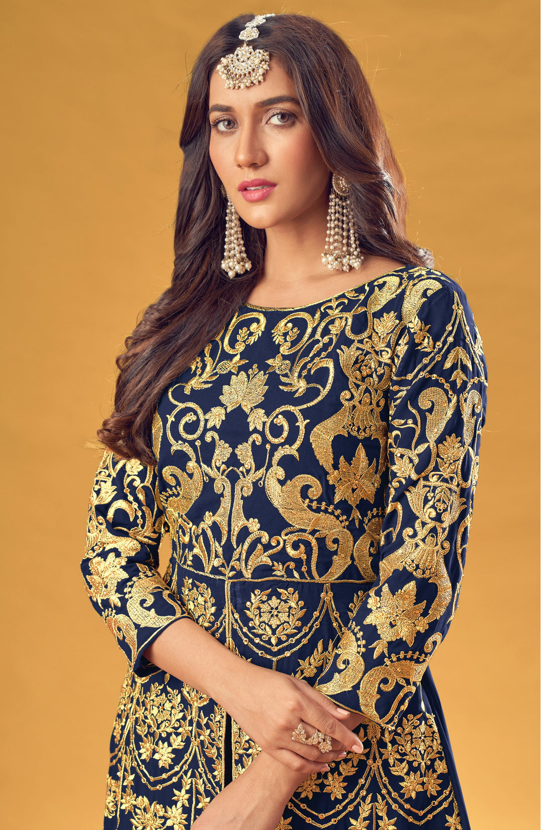 Designer Georgette Salwar Kameez | Heavy Embroidery | Three-Quarter Sleeve