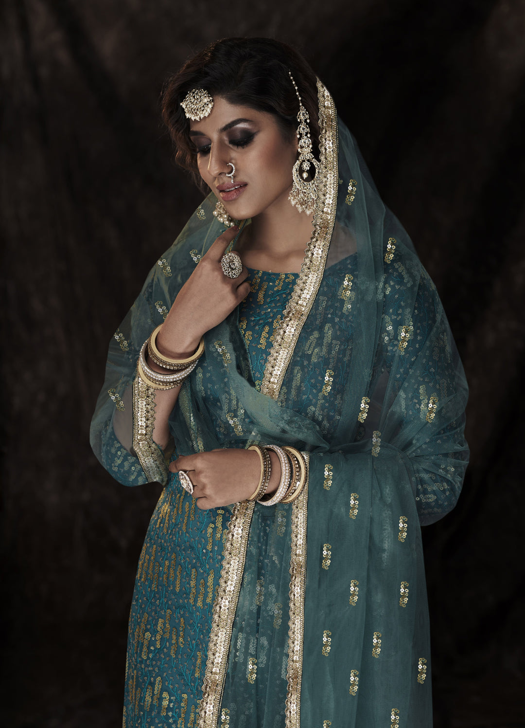 Designer Sequance Embroidery Sharara Suit | Soft-Net Fabric | Elbow Sleeve | Traditional & Festive