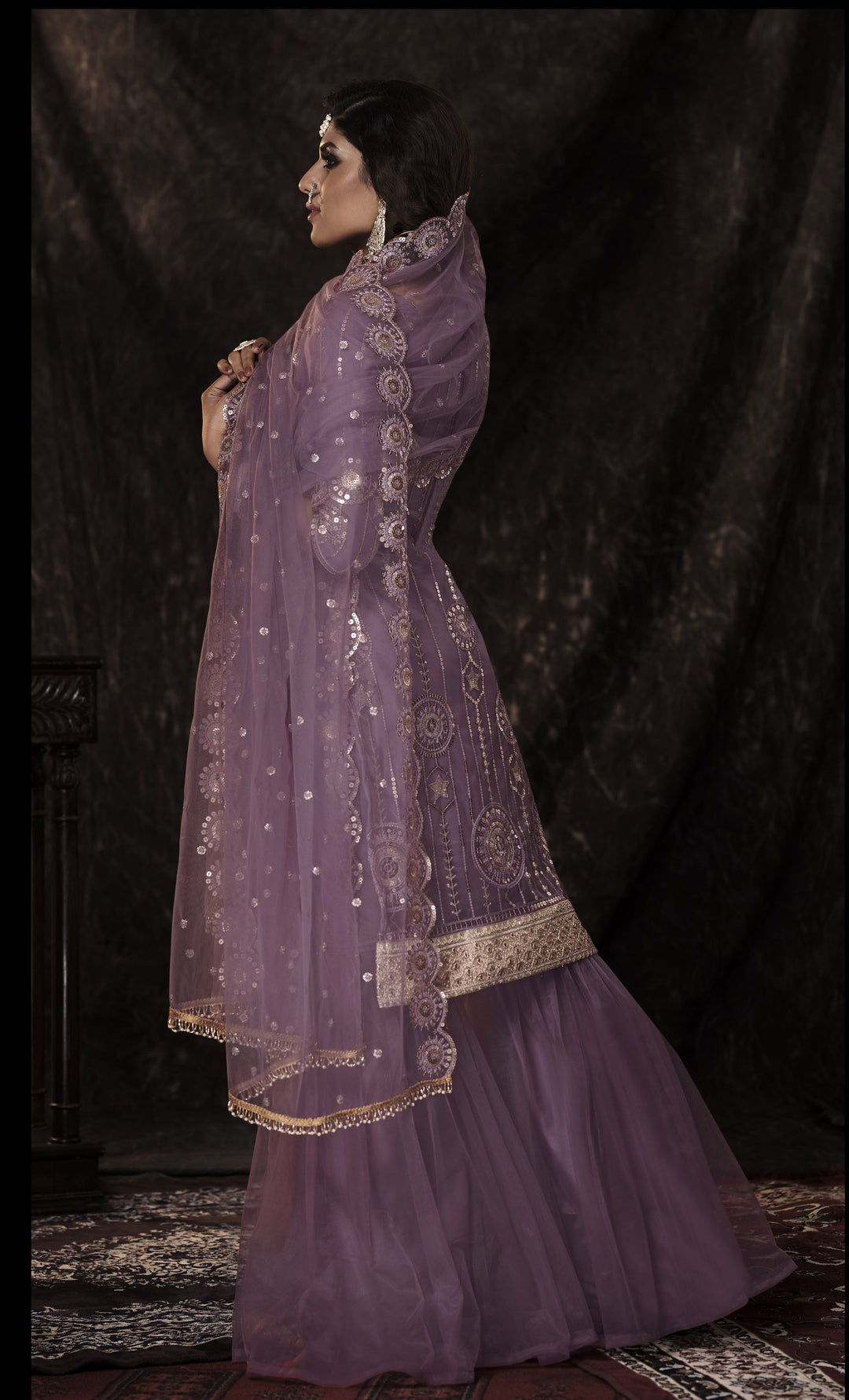 Designer Embroidered Sharara Suit | Soft-Net Fabric | Elbow Sleeve | Wedding & Festive Wear