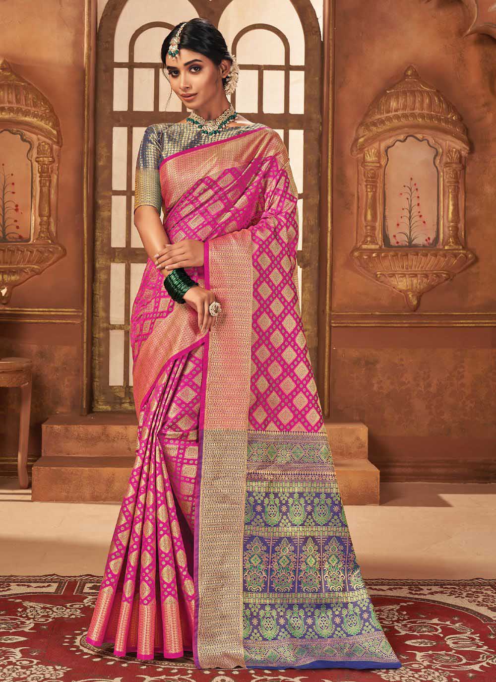 Heavy-Work Patola Silk Saree | Designer Blouse for Special Events