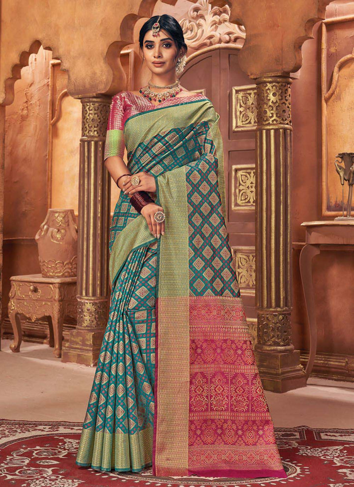 Heavy-Work Patola Silk Saree | Designer Blouse for Special Events