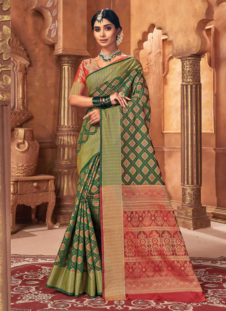 Heavy-Work Patola Silk Saree | Designer Blouse for Special Events