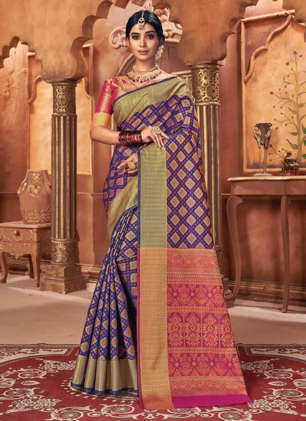 Heavy-Work Patola Silk Saree | Designer Blouse for Special Events