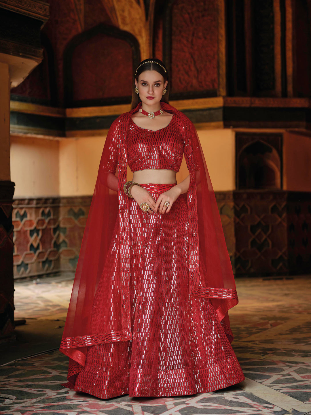 Heavy Sequin Embroidery Butterfly Net Lehenga | Bridal Wedding Party Wear