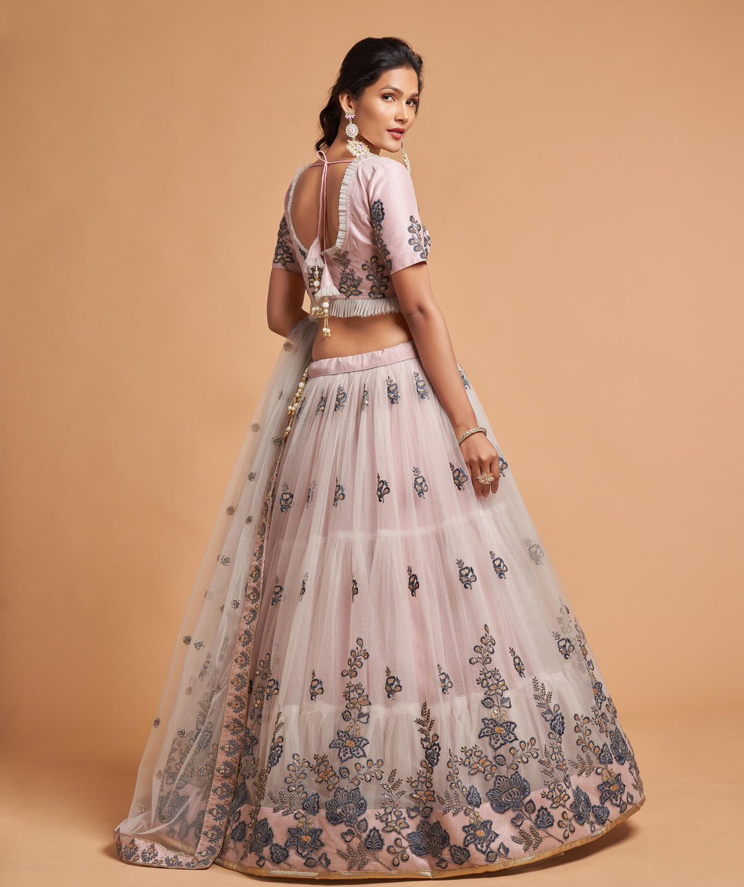 Elegant Soft-Net Lehenga with Thread & Sequence Embroidery | Wedding & Party