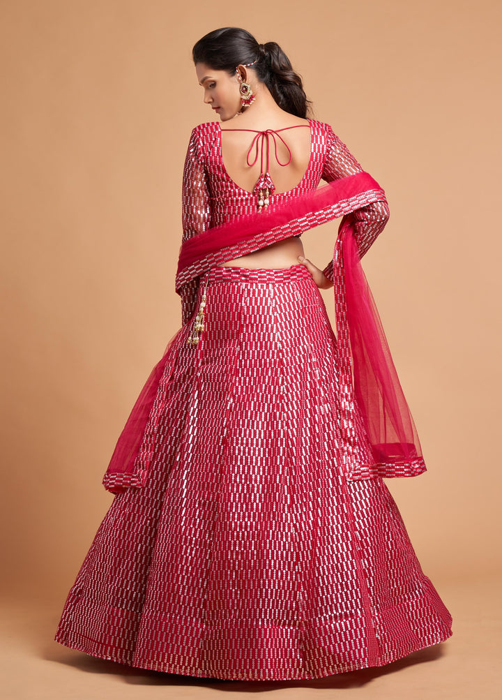 Elegant Soft-Net Lehenga | Thread & Sequins Embroidery | Wedding & Party