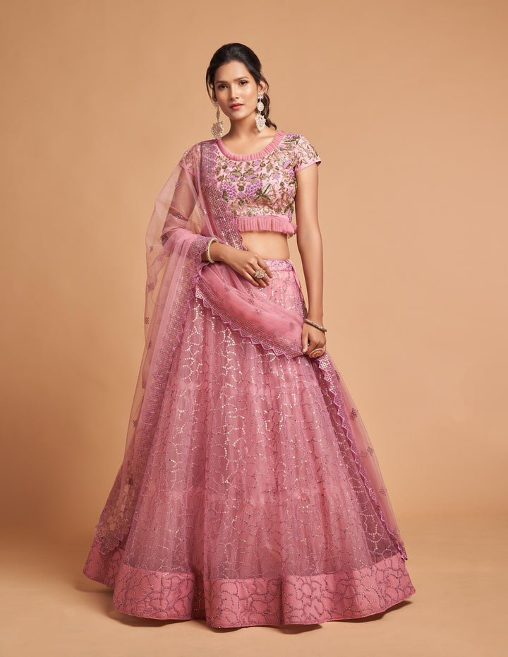 Elegant Soft-Net Lehenga | Jari & Dori Work for Weddings & Special Events