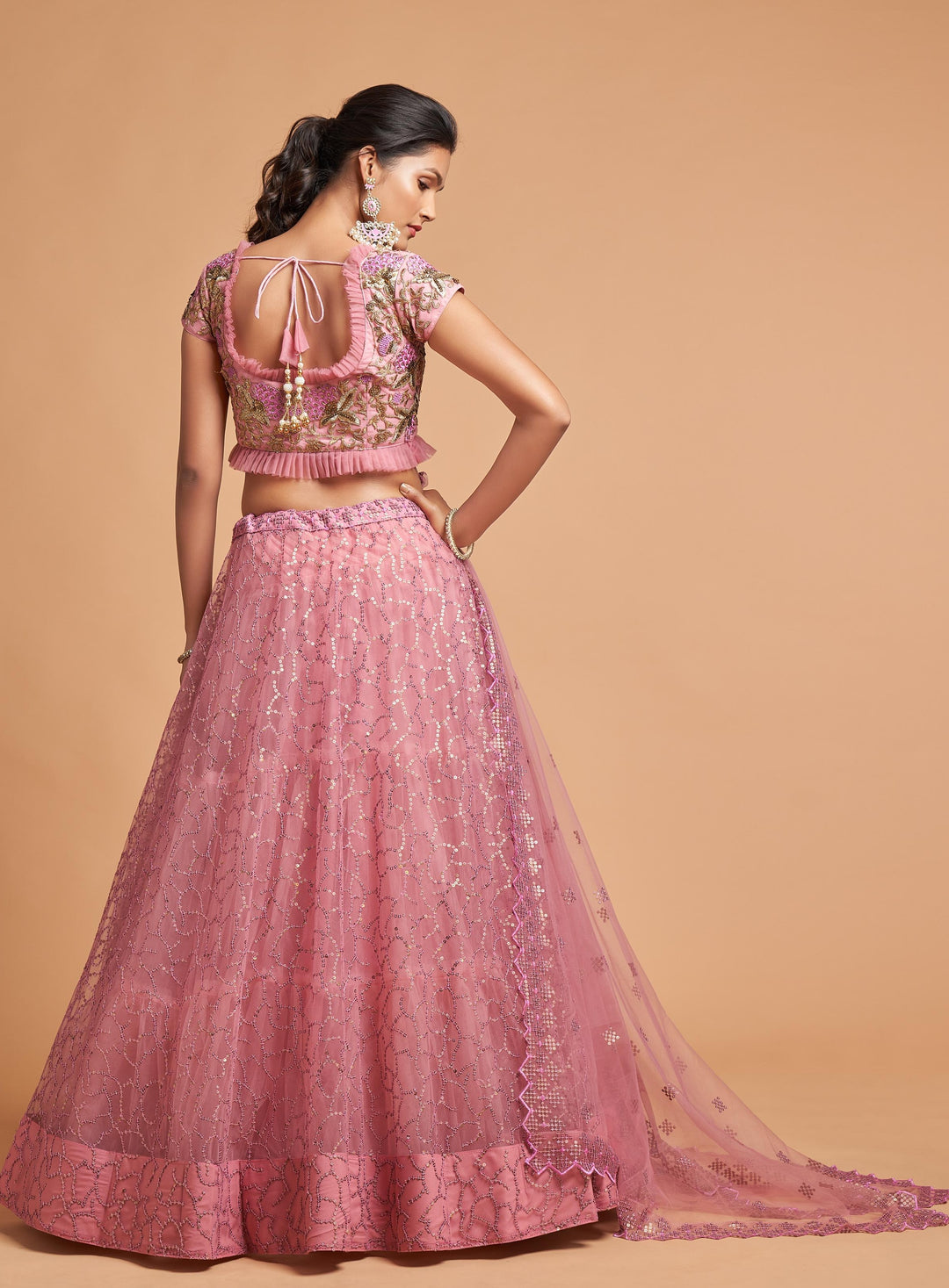 Elegant Soft-Net Lehenga | Jari & Dori Work for Weddings & Special Events