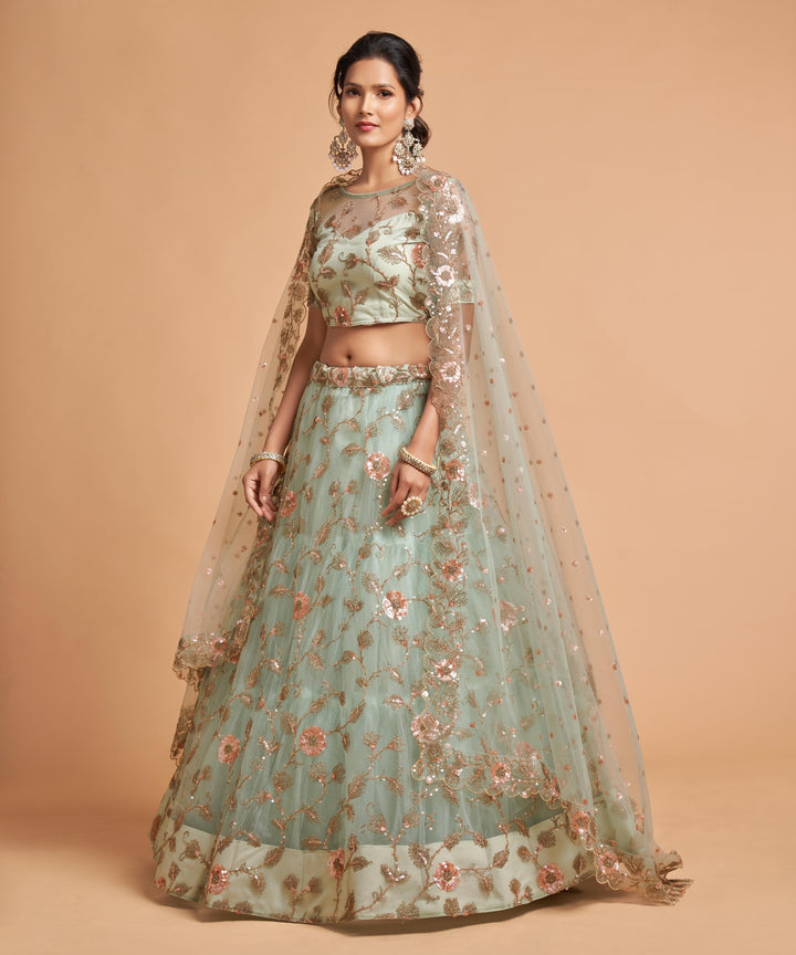 Elegant Jari & Embroidery Soft-Net Lehenga for Weddings & Special Events