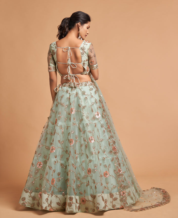 Elegant Jari & Embroidery Soft-Net Lehenga for Weddings & Special Events