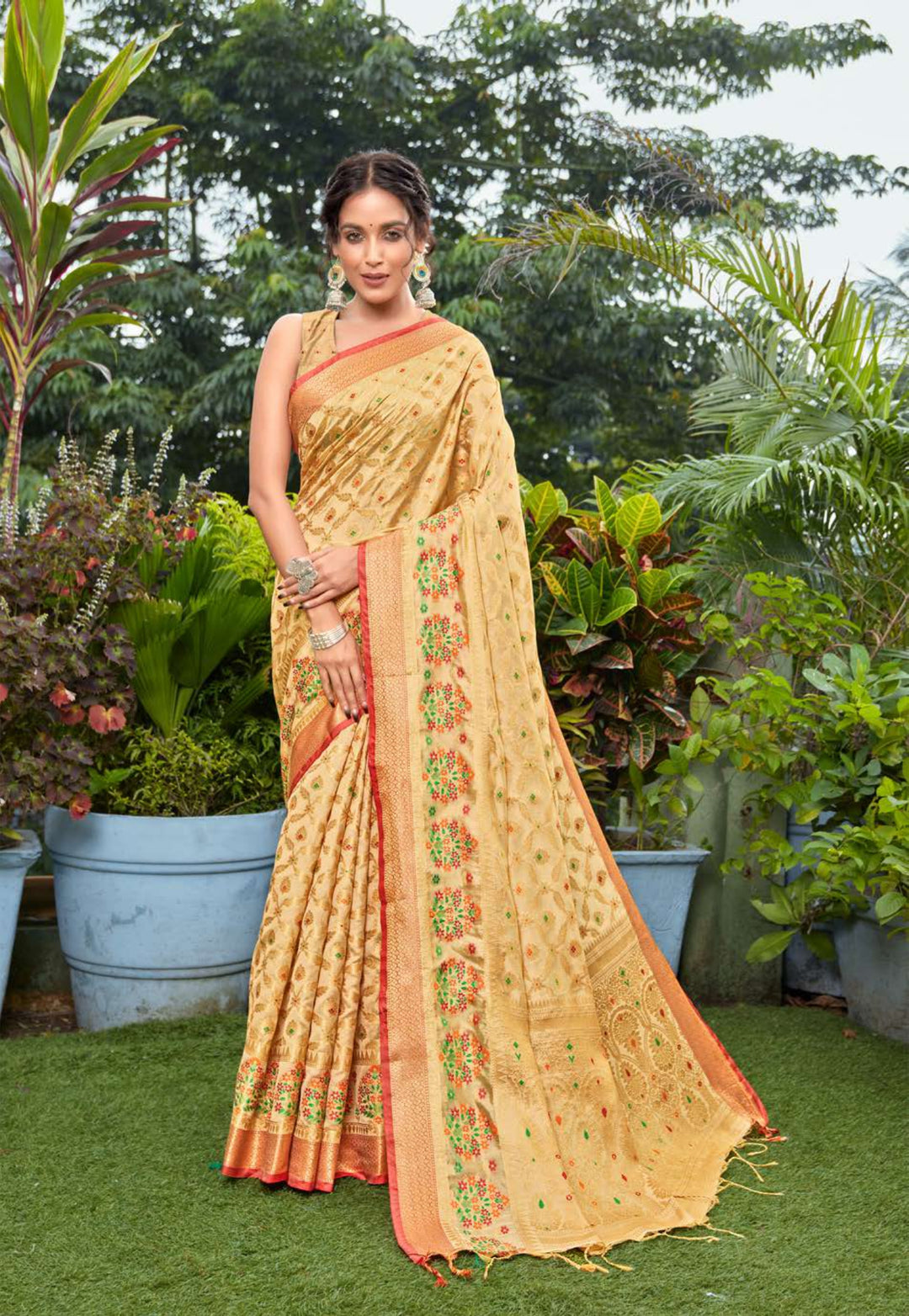 Designer Silk-Cotton Saree | Traditional Weaving for Special Events