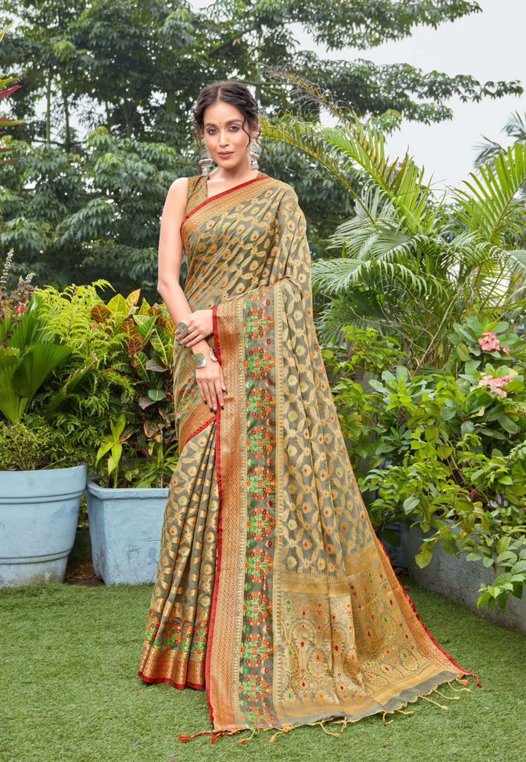 Designer Silk-Cotton Saree | Traditional Weaving for Special Events