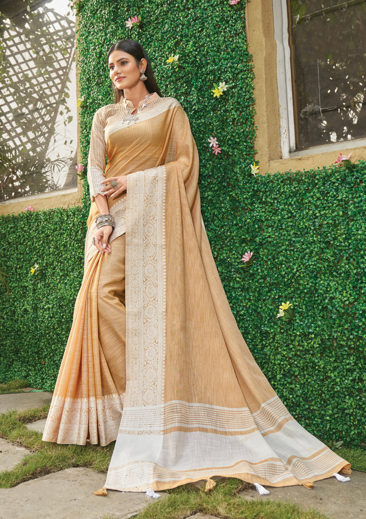 Embroidered Linen Saree | Perfect Indian Saree for Parties and Weddings