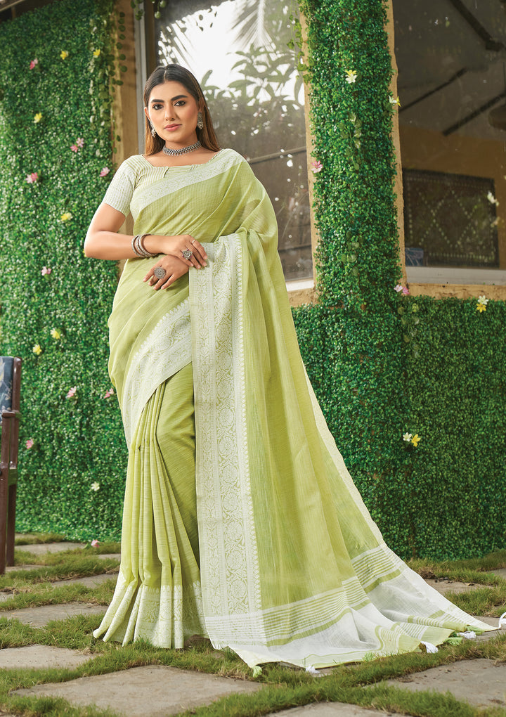 Embroidered Linen Saree | Perfect Indian Saree for Parties and Weddings