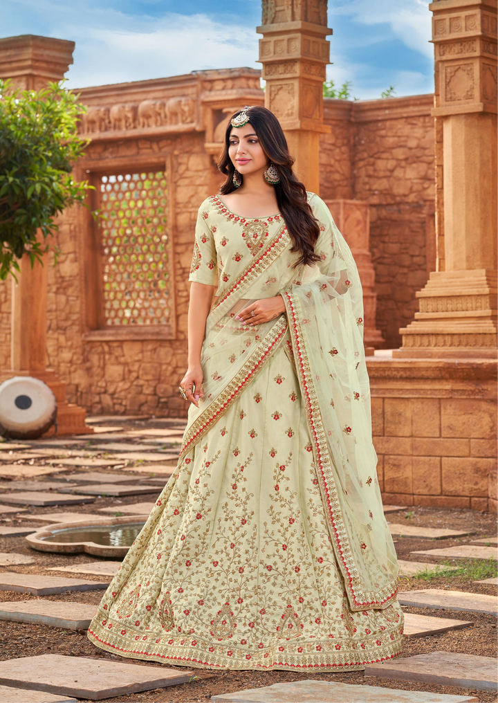 Beautiful Malai Satin Lehenga with Dupatta | An Exclusive Designer Masterpiece