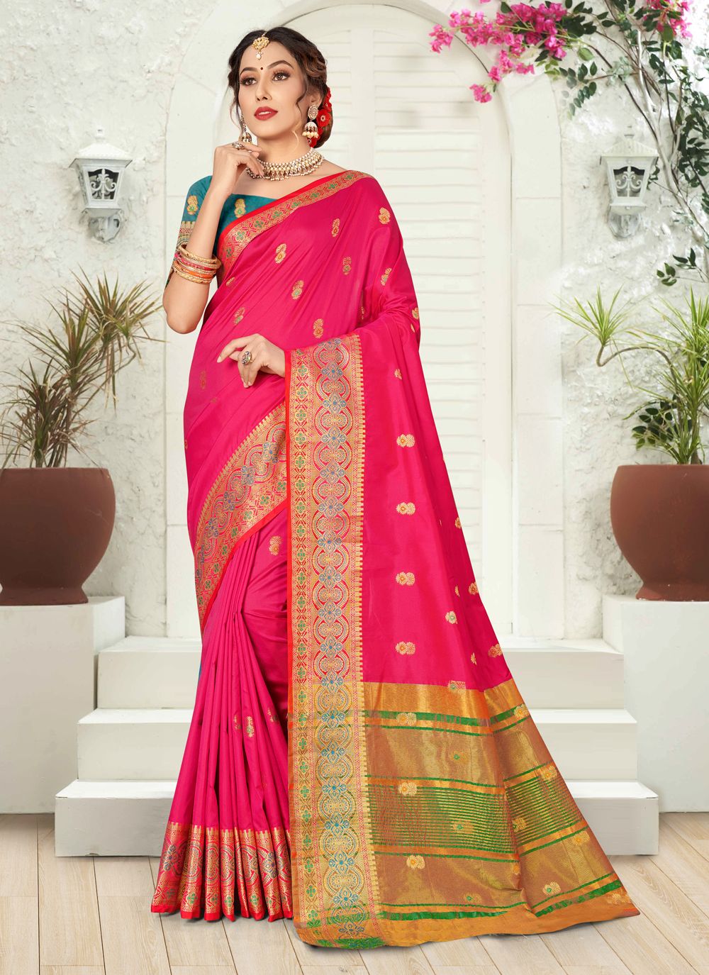 Designer Silk Saree | Silk Blouse Jari Wevon Work for Everyday Elegance