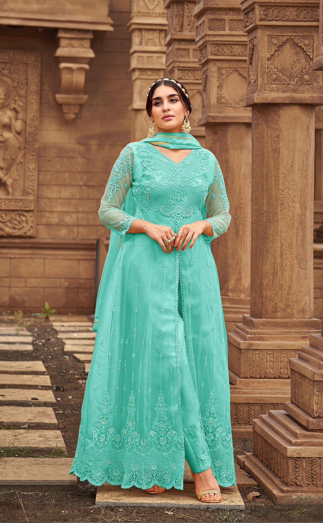 Designer Anarkali Set | Heavy Embroidery & Diamond Work for Weddings