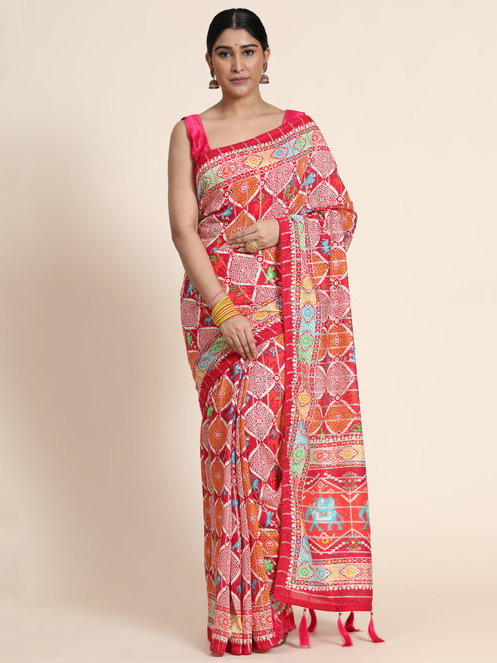 Designer Chanderi Cotton Saree | Silk Blouse | Viscose Thread & Sequin Work