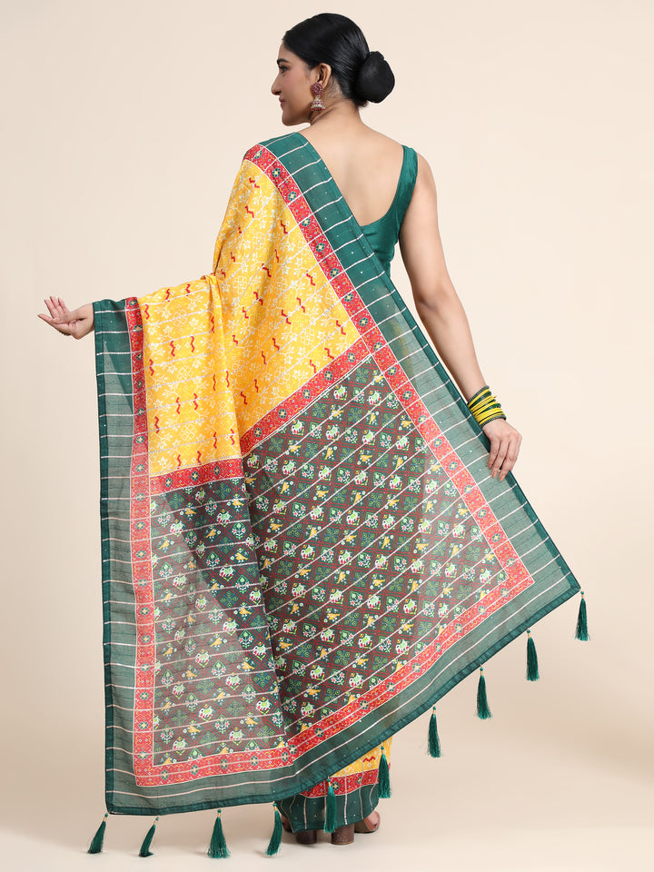 Designer Chanderi Cotton Saree with Embroidered Silk Blouse | Festive Wear