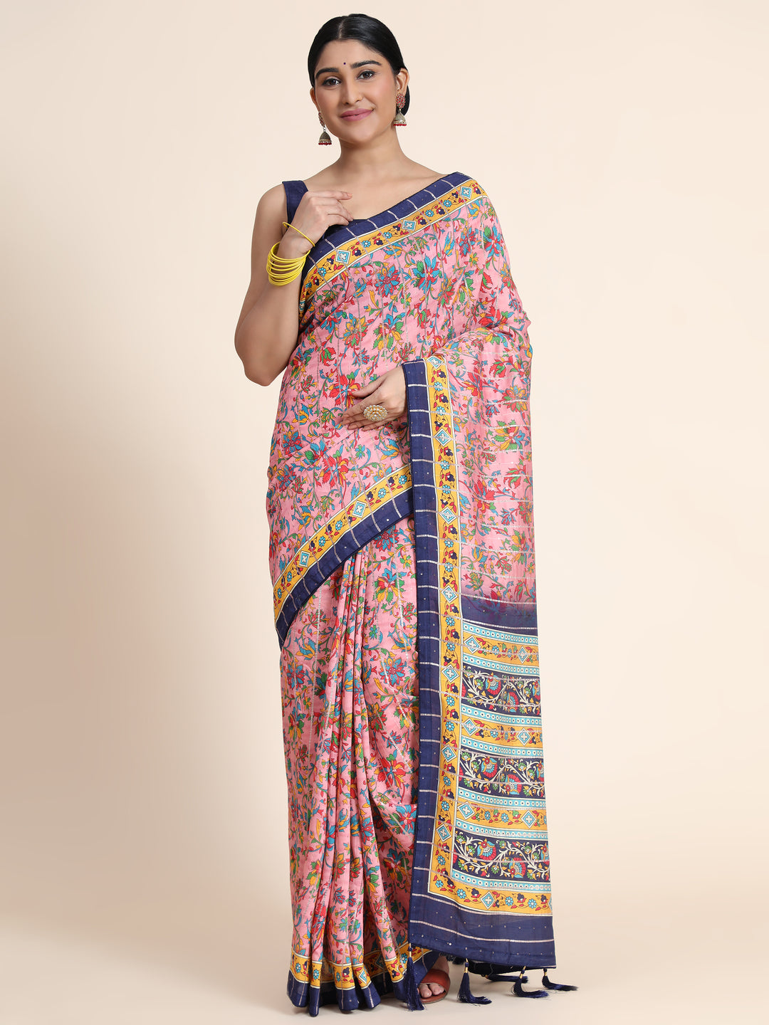 Designer Chanderi-Cotton Saree with Silk Blouse | Embroidered for Special Events